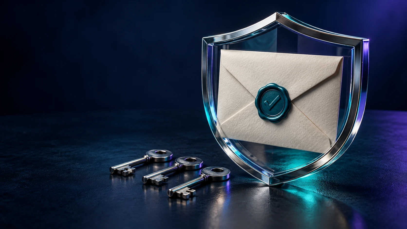 Protected email envelope representing domain authentication and account security